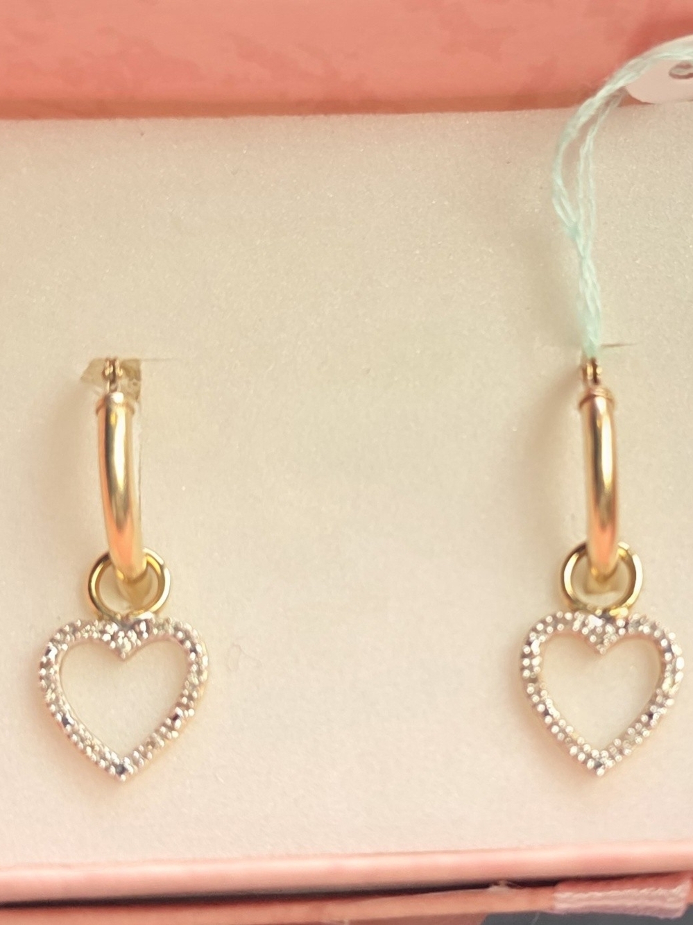 💕🎵 14K Real Gold Heart Hoop Earrings🎵💕